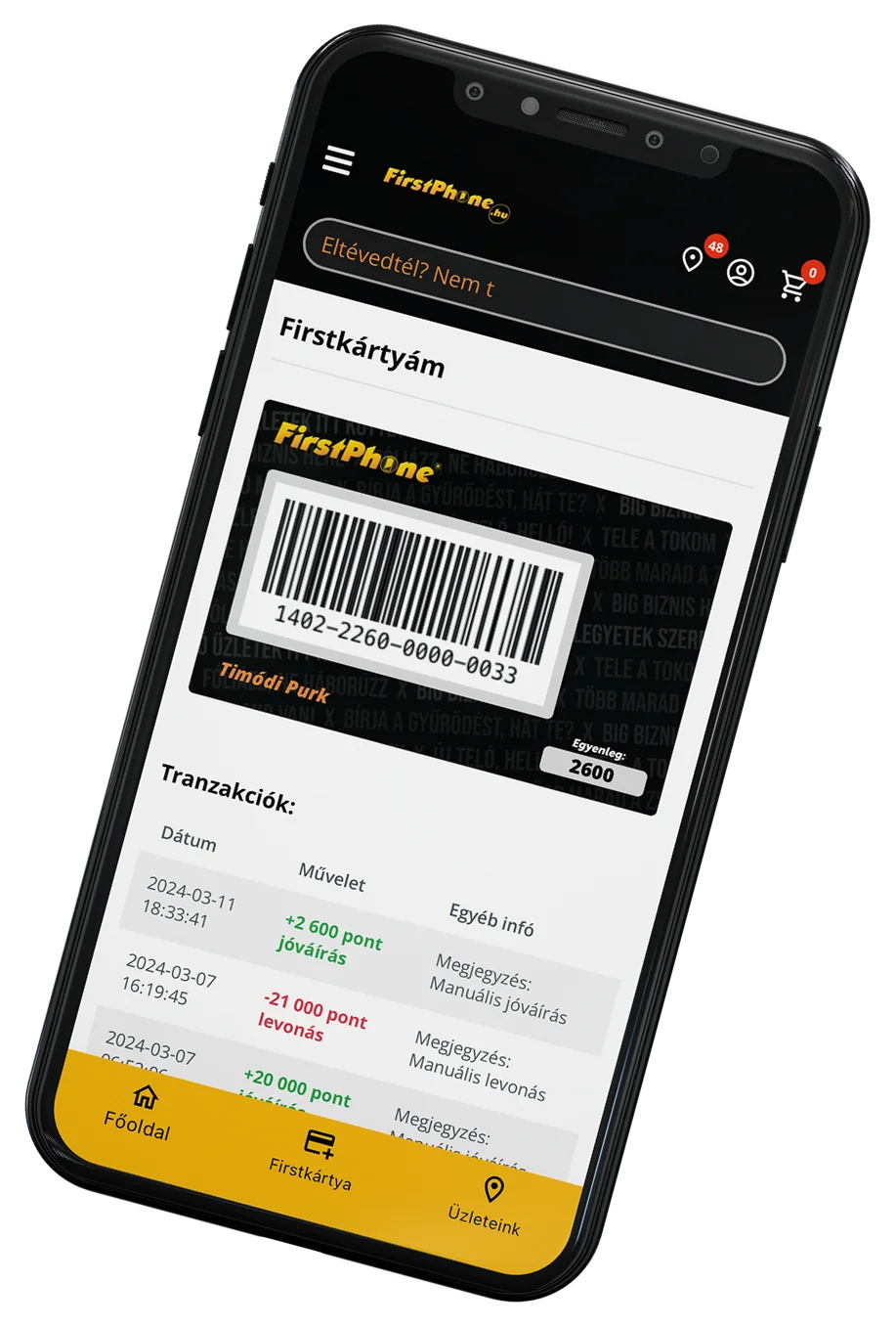 Die Firstkártya in der FirstApp