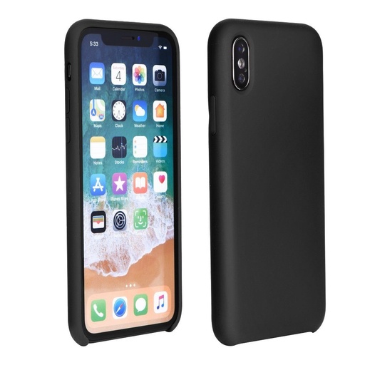 Apple iPhone XR silicone Backcover logo mit Ausschnitt (Schwarz)