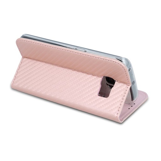 Huawei P10 Lite smart carbon magnetisch Klapphülle, roségold