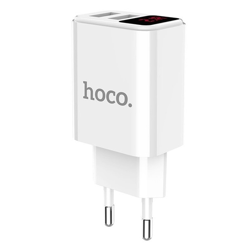 Hoco C63A Netz- Ladegerät (2 USB port), 5V 2,1A, LED Statusanzeige, weiß
