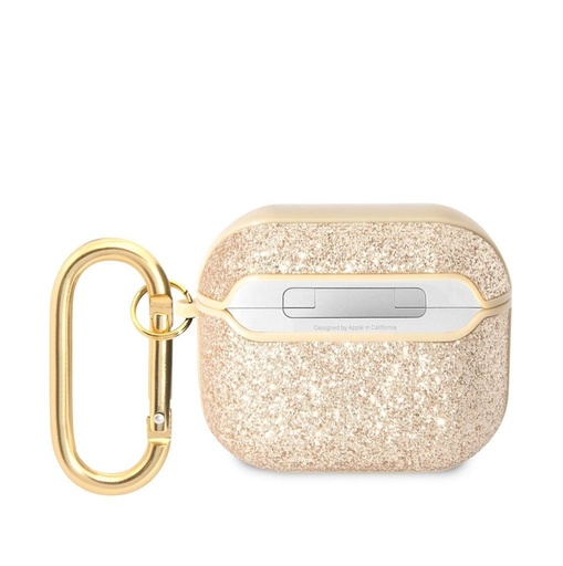 AirPods 3 Guess Glitter Flakes Metal Logo Hülle (Gold) - GUA3HGGSHD