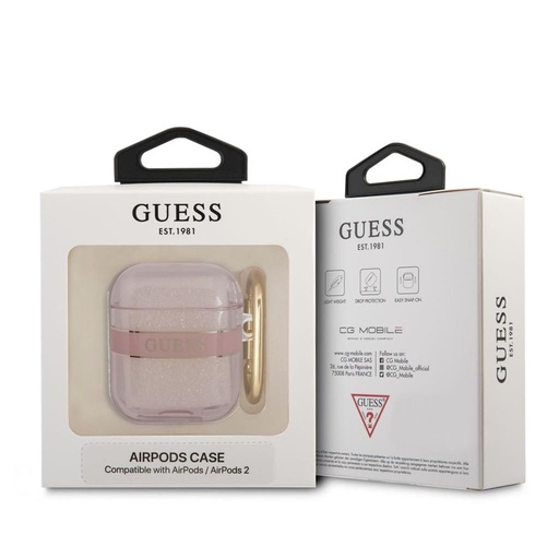AirPods 1/2 Guess TPU Printed Stripe Hülle (Rosa) – GUA2HHTSP