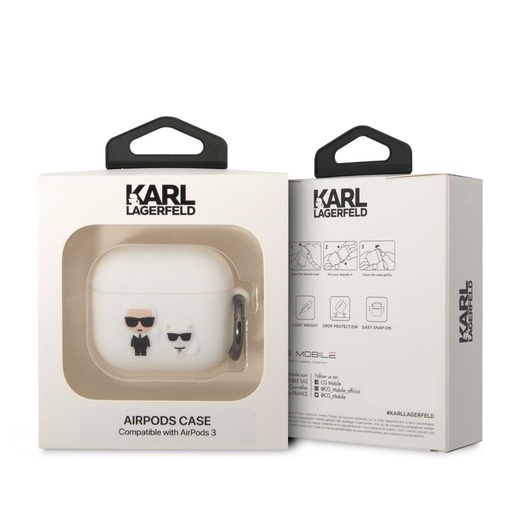 AirPods 3 Karl Lagerfeld & Choupette Hülle (Weiß) – KLACA3SILKCW