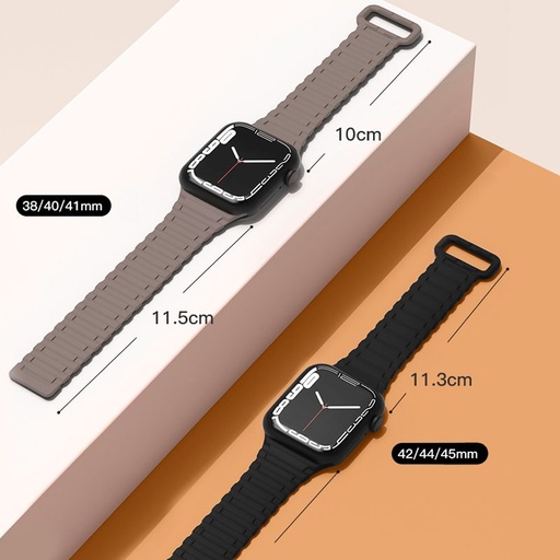 Apple Watch 42 / 44 / 45 / 49 mm Hoco WA06 flexibel magnetisch Silikon Riemen schwarz