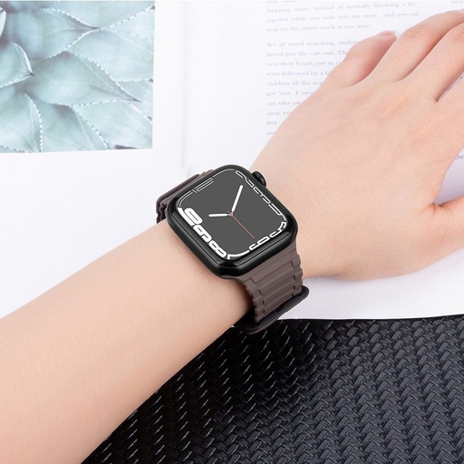Apple Watch 38 / 40 / 41 mm Hoco WA06 flexibel magnetisch Silikon Riemen Kaffee schwarz