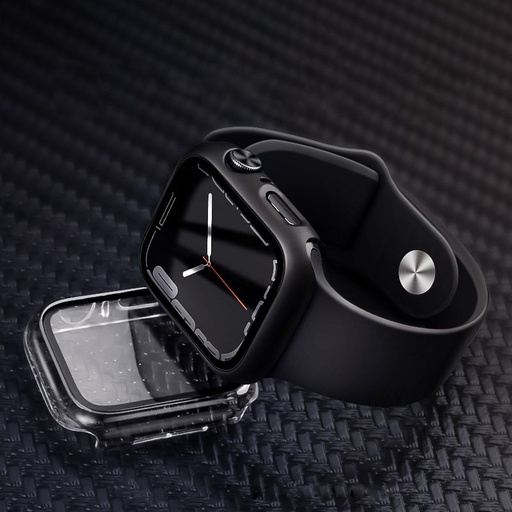 Apple Watch 7/Watch 8 41mm Hoco WS3 Shadow Hülle integriert mit Panzerglas (Schwarz)