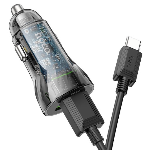 Hoco Z47A Auto- Schnellladegerät, PD & QC Anschluss + type-c Kabel, schwarz