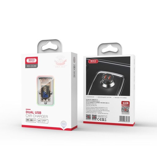 XO CC49 Auto- Ladegerät (2xUSB port), transparent/braun