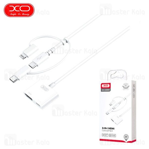 XO HUB009 3 az 1-ben HDMI adapter (Weiß) – Type-C / Micro / Lightning Eingang
