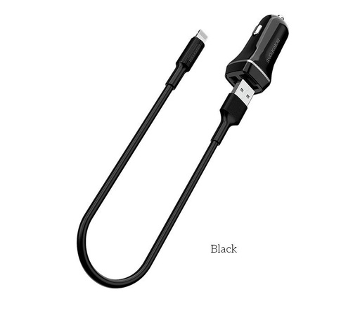 Borofone BZ2 Auto- Ladegerät (2 USB port, lightning Kabel), 5V 2,4A, schwarz