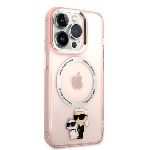 Apple iPhone 14 Pro Karl Lagerfeld MagSafe Compatible IML Karl and Choupette NFT Hülle (Rosa) – KLHMP14LHNKCIP