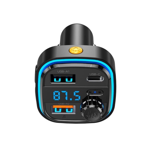 XO BCC08 FM transmitter, bluetooth, USB-C port, 3.1A, pendrive bement schwarz
