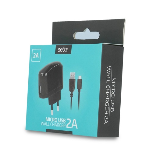 Netz- Ladegerät (microUSB Kabel), 2A, schwarz