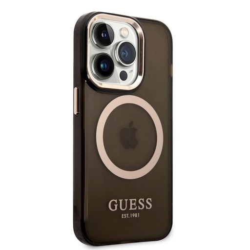 Apple iPhone 14 Pro Guess durchscheinend MagSafe Hülle (Schwarz) – GUHMP14LHTCMK