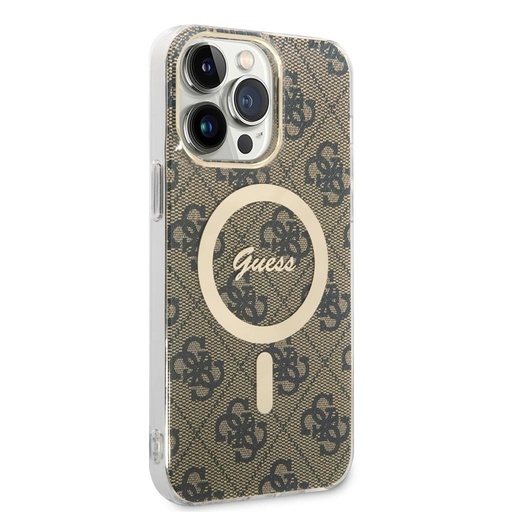 Apple iPhone 14 Pro Max Guess 4G IML MagSafe Hülle (Braun) - GUHMP14XH4STW