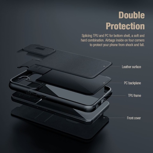 Samsung Galaxy S23 5G Nillkin Qin cloth pro mit Kameraschutz Stoff Klapphülle (Grau)