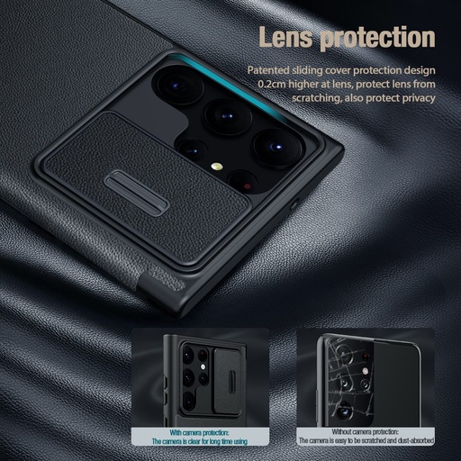 Samsung Galaxy S23 Ultra Nillkin Qin cloth pro mit Kameraschutz Stoff Klapphülle (Blau)