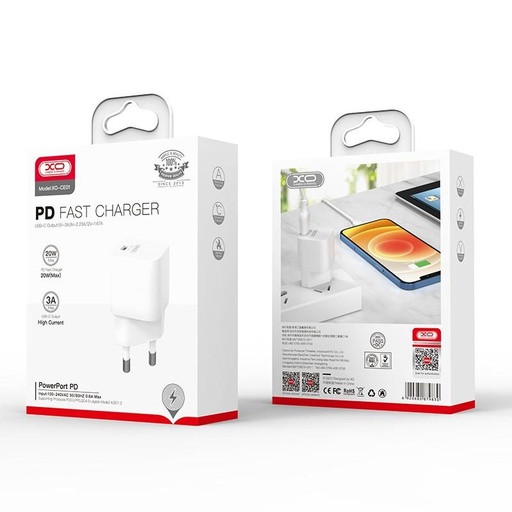 XO CE01 PD 20W Schnellladegerät (Weiß) – USB-C Anschluss