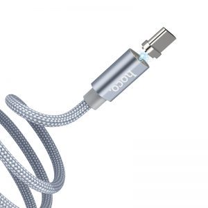 Hoco U40A type-C Kabel (magnetisch Ladeende), magnetisch, Stoff, 1m, 2.4A, metallgrau