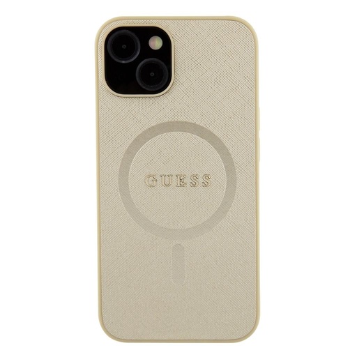Apple iPhone 15 Plus Guess PU Saffiano MagSafe Hülle (Beige) - GUHMP15MPSAHMCB