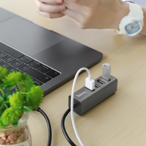 Hoco HB1 HUB, USB-C - 4 USB, metallgrau
