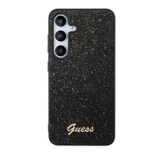 Samsung Galaxy S24+ Guess Glitter Flakes Metal Logo Hülle (Schwarz) - GUHCS24MHGGSHK