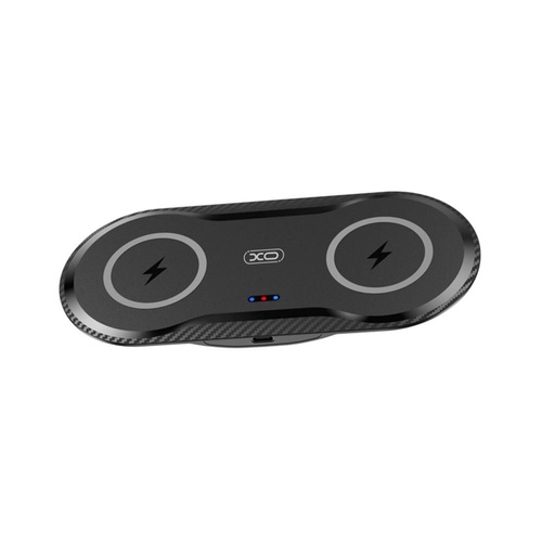 XO WX025 2 az 1-ben Tisch- kabellos Ladegerät (Schwarz) – 20W, 2 telefon gleichzeitig Laden