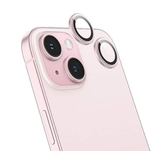Apple iPhone 15 Pro / iPhone 15 Pro Max Hoco crystal transparent metal Kameraschutz Panzerglas rosa