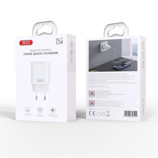 XO CE25 PD 25W Schnellladegerät (Weiß) – USB-C Anschluss
