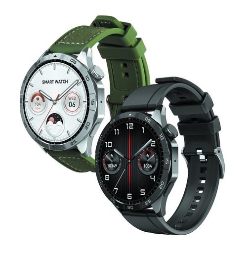 XO Watch 4 AMOLED Smartwatch (Schwarz) – Sportuhr, Anrufannahme, bunt Display