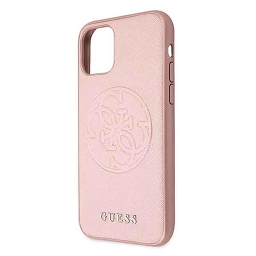 Apple iPhone 11 Pro Guess Saffiano Embossed Circle Logo Hülle (Rosa) - GUHCN58RSSASRG