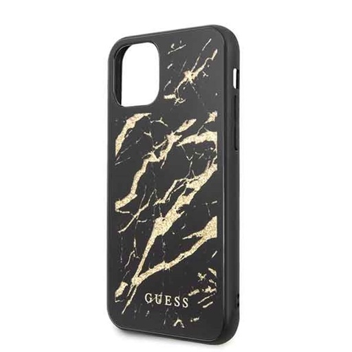 Apple iPhone 11 Pro Guess Gold Glitter Marble Hülle (Schwarz) - GUHCN58MGGBK
