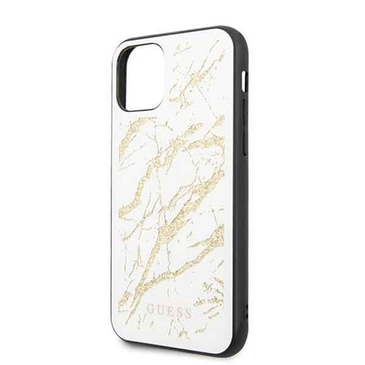 Apple iPhone 11 Pro Guess Gold Glitter Marble Hülle (Weiß) - GUHCN58MGGWH