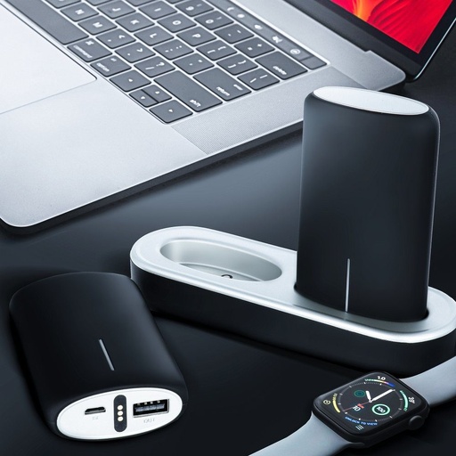 power bank, 5000 mAh, Dockingstation, 2db, schwarz