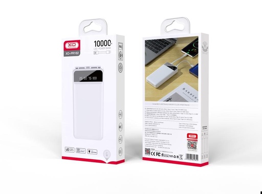 XO PR162 power bank 10000 mAh (Weiß) – Lightning, Micro, USB-C Kabel