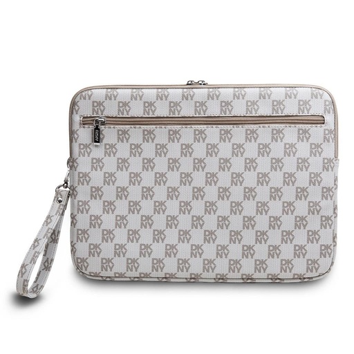 DKNY PU Leather Checkered Pattern and Stripe Laptop Hülle 13" - 14" (Beige - DKCS14PVSHLE)