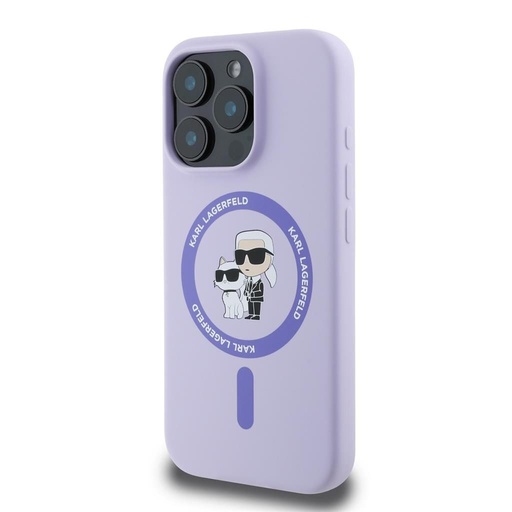 Apple iPhone 16 Pro Max Karl Lagerfeld Liquid Silicone Karl and Choupette MagSafe Hülle (Lila) – KLHMP16XSCMKCRHU