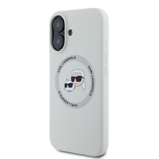 Apple iPhone 16 Karl Lagerfeld Liquid Silicone K&CH Heads MagSafe Hülle (Beige) – KLHMP16SSKCHTCE