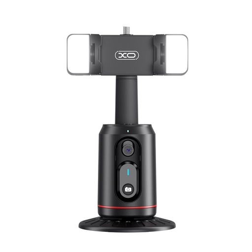 XO SS16 AI Bluetooth Selfie-Stick (Schwarz) – zwei LED Licht, Gesichtserkennung, automatisch Steuerung
