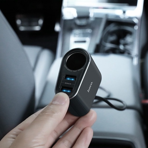 Hoco Z35A Auto- Ladegerät (2 USB port, Zigarettenanzünder Anschluss), max. 24W, mit Verlängerung, schwarz