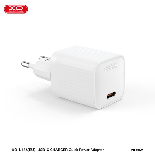 XO L146 PD 20W Schnellladegerät (Weiß) – USB-C Anschluss