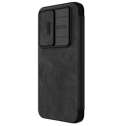 Samsung Galaxy S24 Nillkin Qin pro mit Kameraschutz Klapphülle (Schwarz)