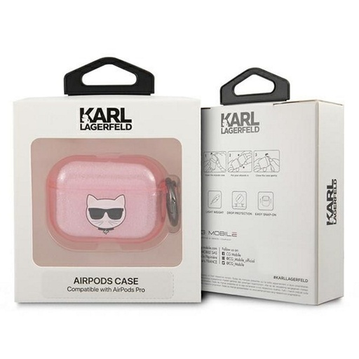 Apple AirPods Pro Karl Lagerfeld glitzernd Hülle Choupette (Rosa) – KLAPUCHGP