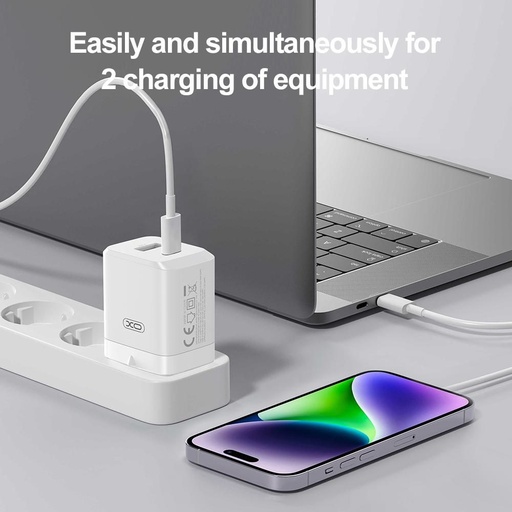 XO CE36 GaN Wand- Ladegerät 45W 1x USB-C + 1x USB-A (Weiß)