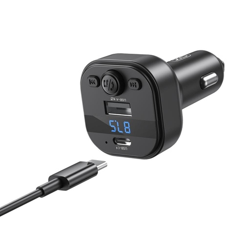 XO BCC18 Bluetooth MP3 Auto- Ladegerät 3A + Type-C Kabel (Schwarz)