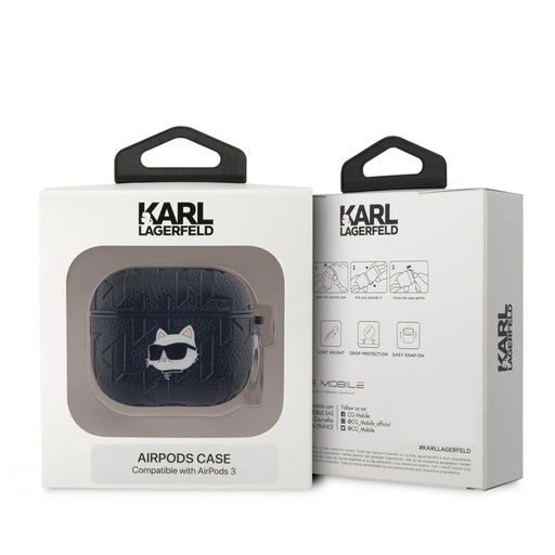 Apple AirPods 3 Karl Lagerfeld PU Embossed Choupette Head Hülle (Schwarz) - KLA3PGCHPK