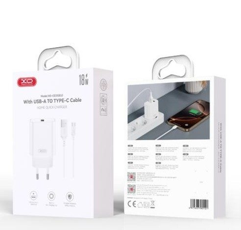 XO CE33(EU) Netz- Schnellladegerät + Type-C Kabel (Weiß) - 18W, QC3.0, NB103 Set