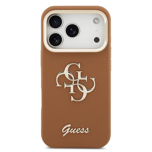 Guess PU Grained 4G Logo Stand Camera Frame iPhone 17 Pro (Braun)