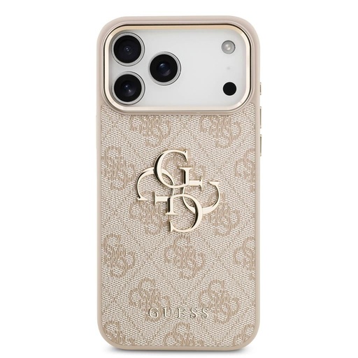 Guess PU Leather 4G Metal Logo Gold Frame iPhone 17 Pro Max (Rosa)