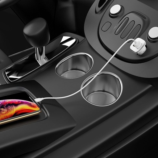 Borofone BZ12 Auto- Ladegerät (2 USB port, lightning Kabel), 5V 2,4A, weiß